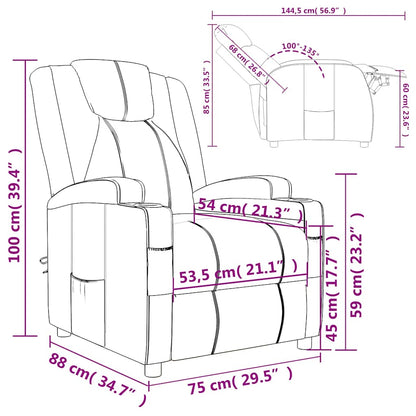 Recliner Chair Brown Faux Leather