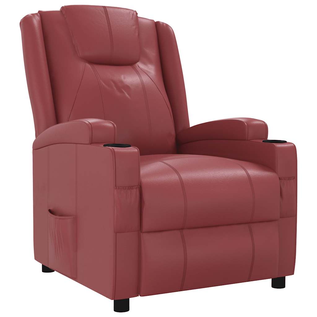 Recliner Chair Wine Red Faux Leather