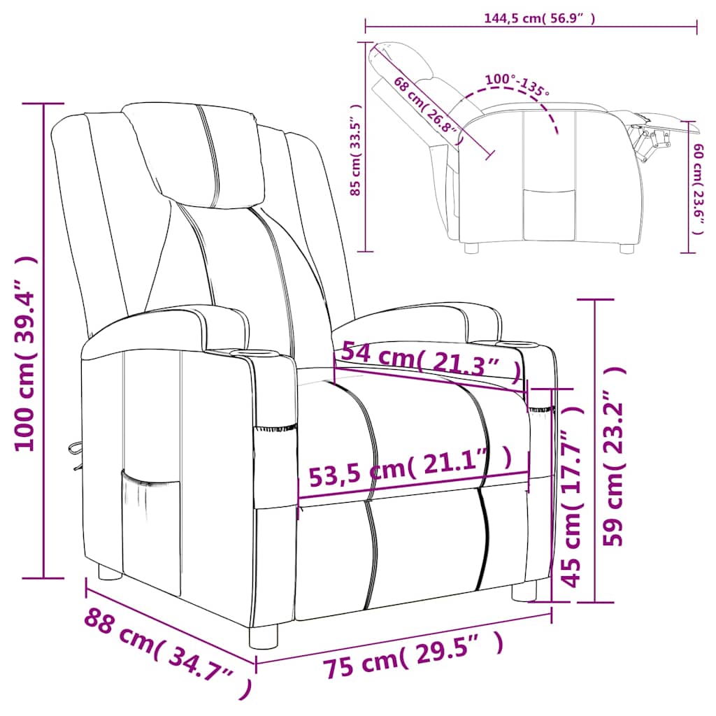 Recliner Chair Wine Red Faux Leather