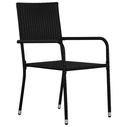 Garden Dining Chair | Set of 2 | Black | PE rattan, steel