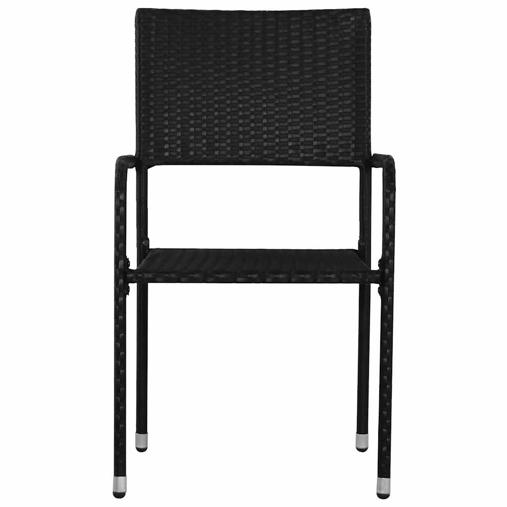 Garden Dining Chair | Set of 2 | Black | PE rattan, steel