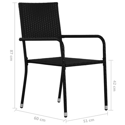 Garden Dining Chair | Set of 2 | Black | PE rattan, steel