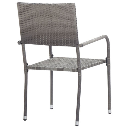 Garden Dining Chair | Set of 2 | Grey | Poly Rattan, Steel | Standard