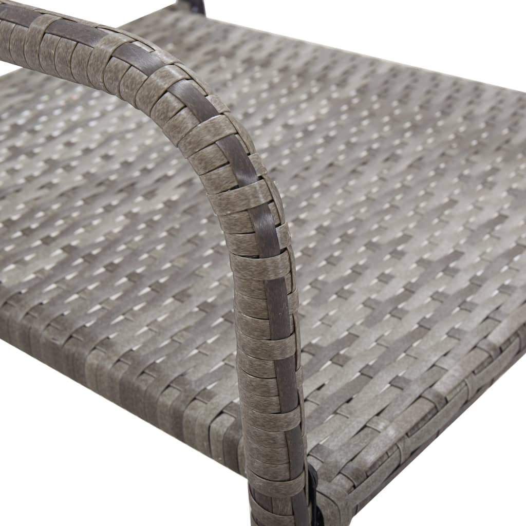 Garden Dining Chair | Set of 2 | Grey | Poly Rattan, Steel | Standard