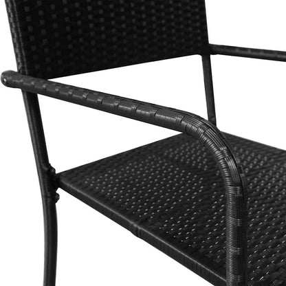 Garden Dining Chair | Set of 4 | Black | PE rattan, steel | Medium