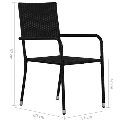 Garden Dining Chair | Set of 4 | Black | PE rattan, steel | Medium