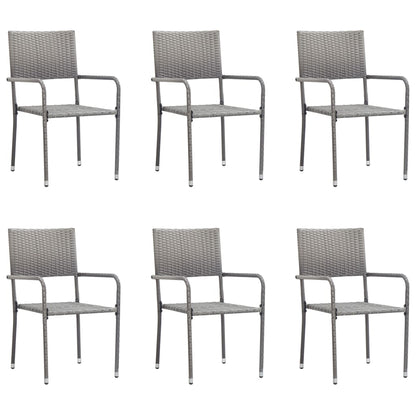 Garden Dining Chair | Set of 6 | Grey | PE rattan, steel | Standard