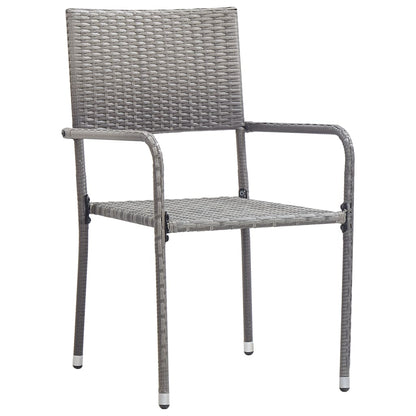 Garden Dining Chair | Set of 6 | Grey | PE rattan, steel | Standard