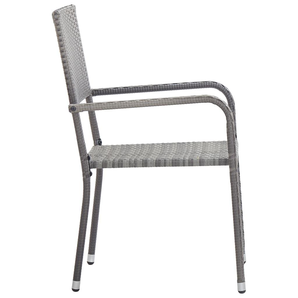 Garden Dining Chair | Set of 6 | Grey | PE rattan, steel | Standard