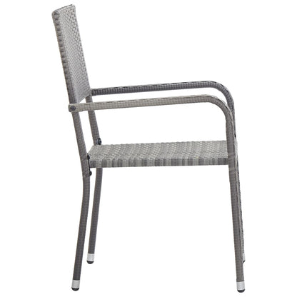 Garden Dining Chair | Set of 6 | Grey | PE rattan, steel | Standard