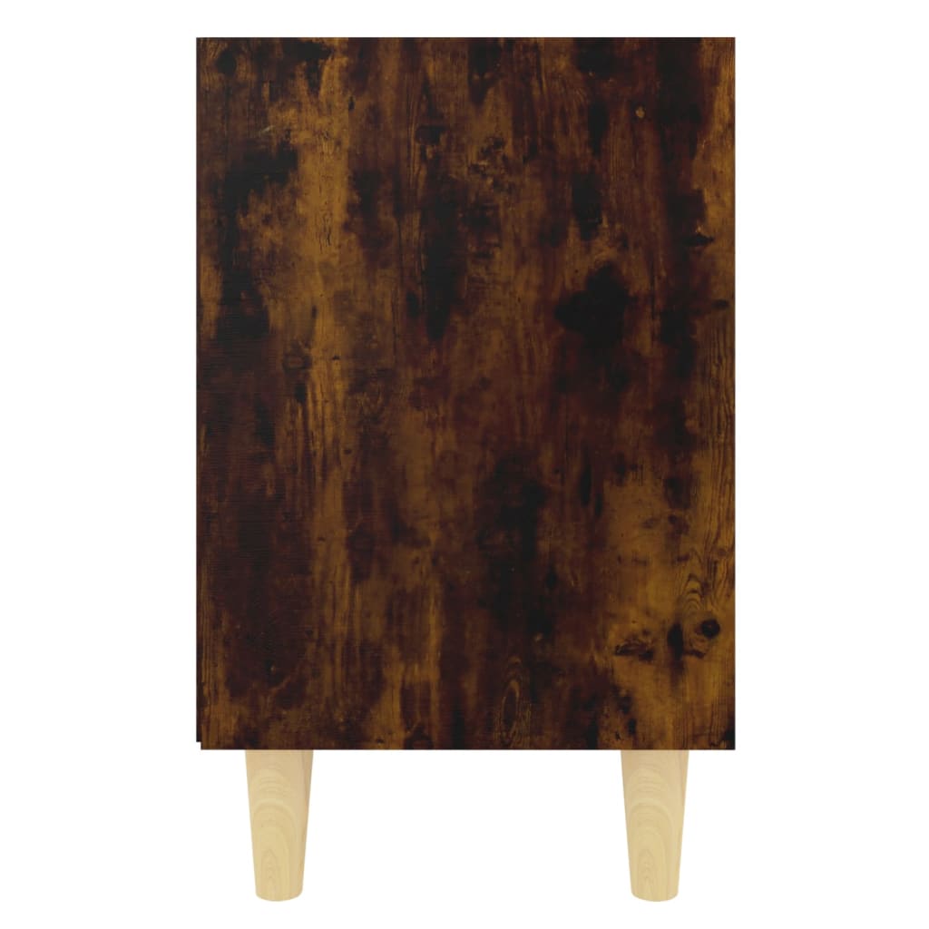 Bed Cabinet with Solid Wood Legs Smoked Oak 40x30x50 cm