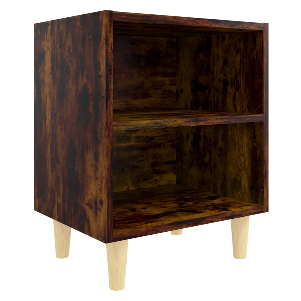 Bed Cabinets with Solid Wood Legs 2 pcs Smoked Oak 40x30x50 cm