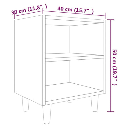 Bed Cabinet with Solid Wood Legs Grey Sonoma 40x30x50 cm