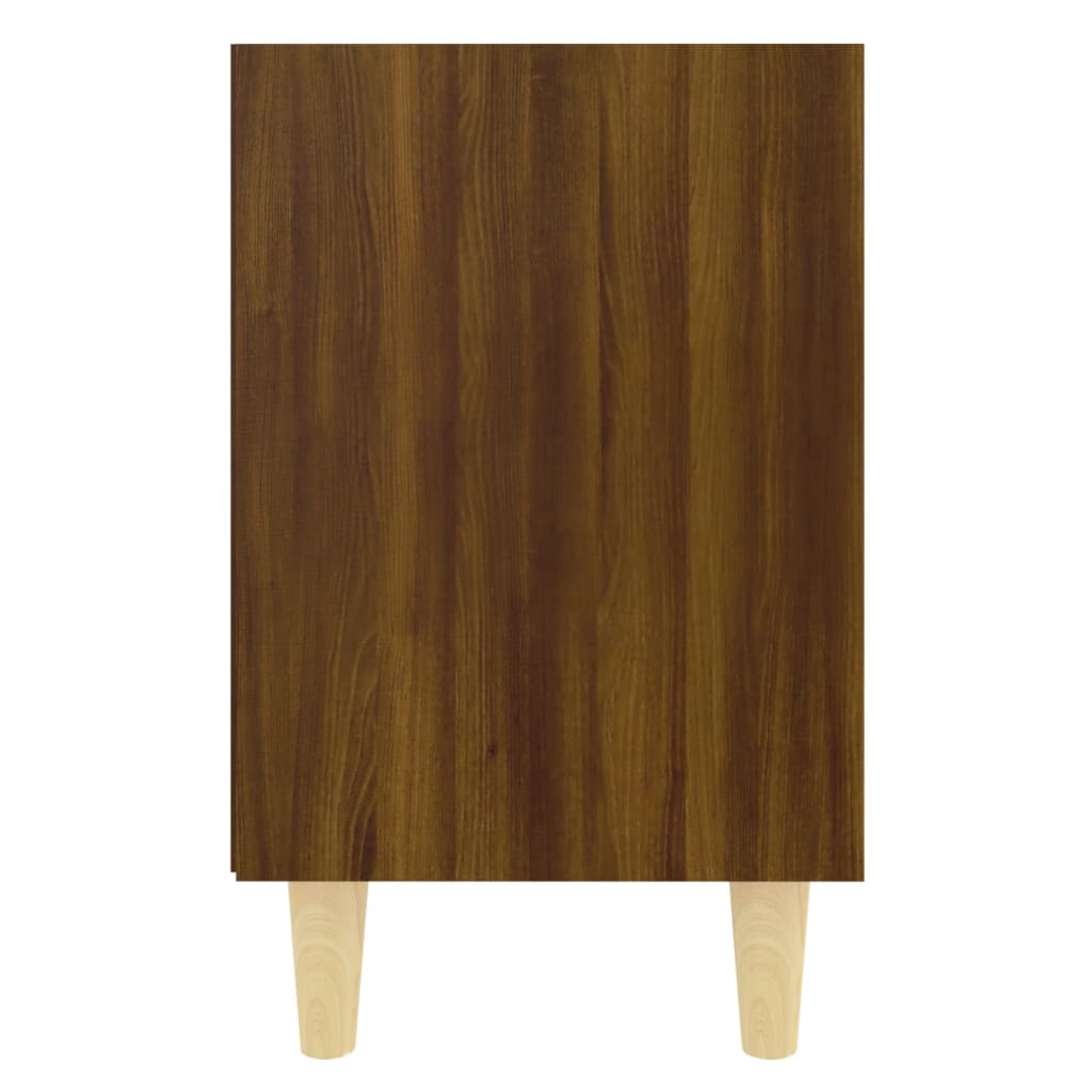 813102 vidaXL Bed Cabinet with Solid Wood Legs Brown Oak 40x30x50 cm