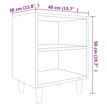 813102 vidaXL Bed Cabinet with Solid Wood Legs Brown Oak 40x30x50 cm