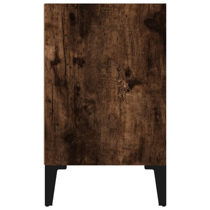Bed Cabinet with Metal Legs Smoked Oak 40x30x50 cm