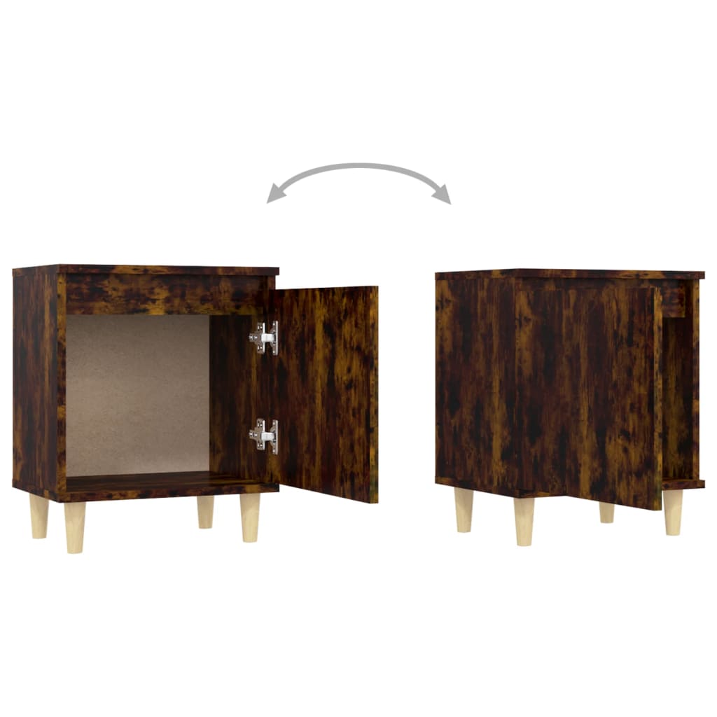 Bed Cabinet with Solid Wood Legs Smoked Oak 40x30x50 cm