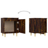 Bed Cabinet with Solid Wood Legs Smoked Oak 40x30x50 cm