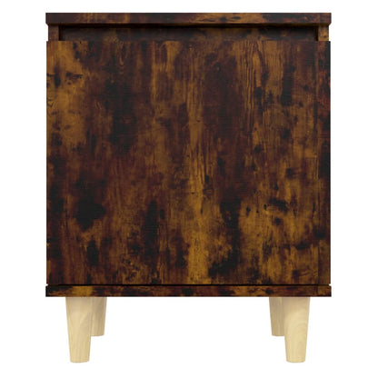 Bed Cabinet with Solid Wood Legs Smoked Oak 40x30x50 cm