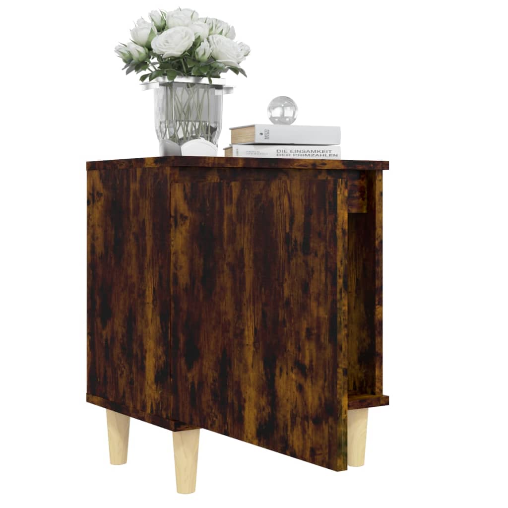 Bed Cabinets with Solid Wood Legs 2 pcs Smoked Oak 40x30x50 cm