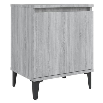 Bed Cabinets with Metal Legs Grey Sonoma 40x30x50 cm