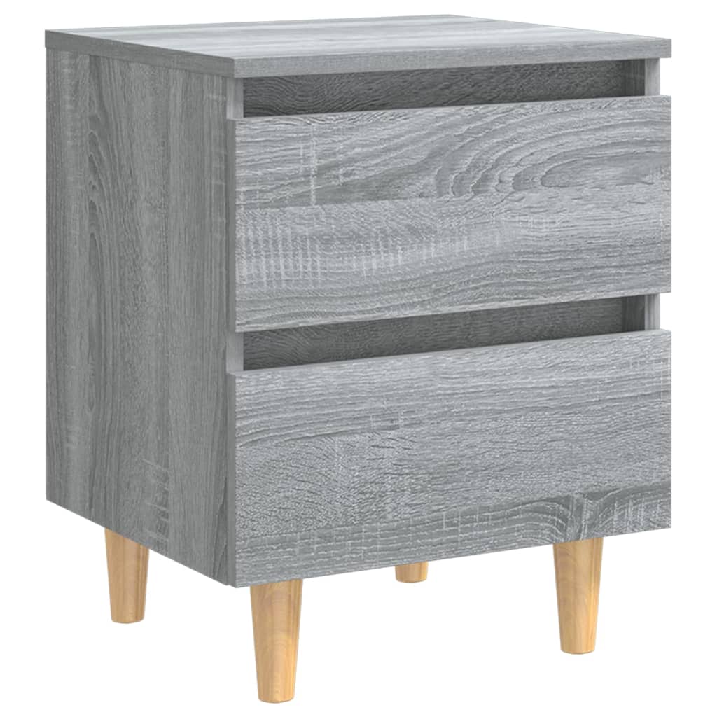 Bed Cabinet with Solid Wood Legs Grey Sonoma 40x35x50 cm