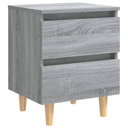 Bed Cabinet with Solid Wood Legs Grey Sonoma 40x35x50 cm