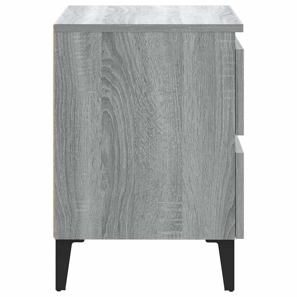 Bed Cabinets with Metal Legs 2 pcs Grey Sonoma 40x35x50 cm