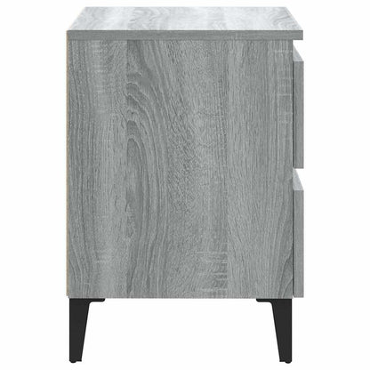 Bed Cabinets with Metal Legs 2 pcs Grey Sonoma 40x35x50 cm