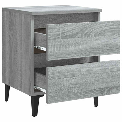 Bed Cabinets with Metal Legs 2 pcs Grey Sonoma 40x35x50 cm