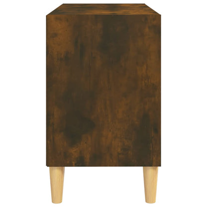 813146 vidaXL TV Cabinet with Solid Wood Legs Smoked Oak 69,5x30x50 cm