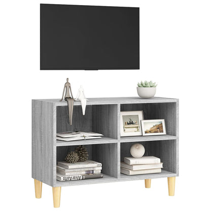 TV Cabinet with Solid Wood Legs Grey Sonoma 69,5x30x50 cm