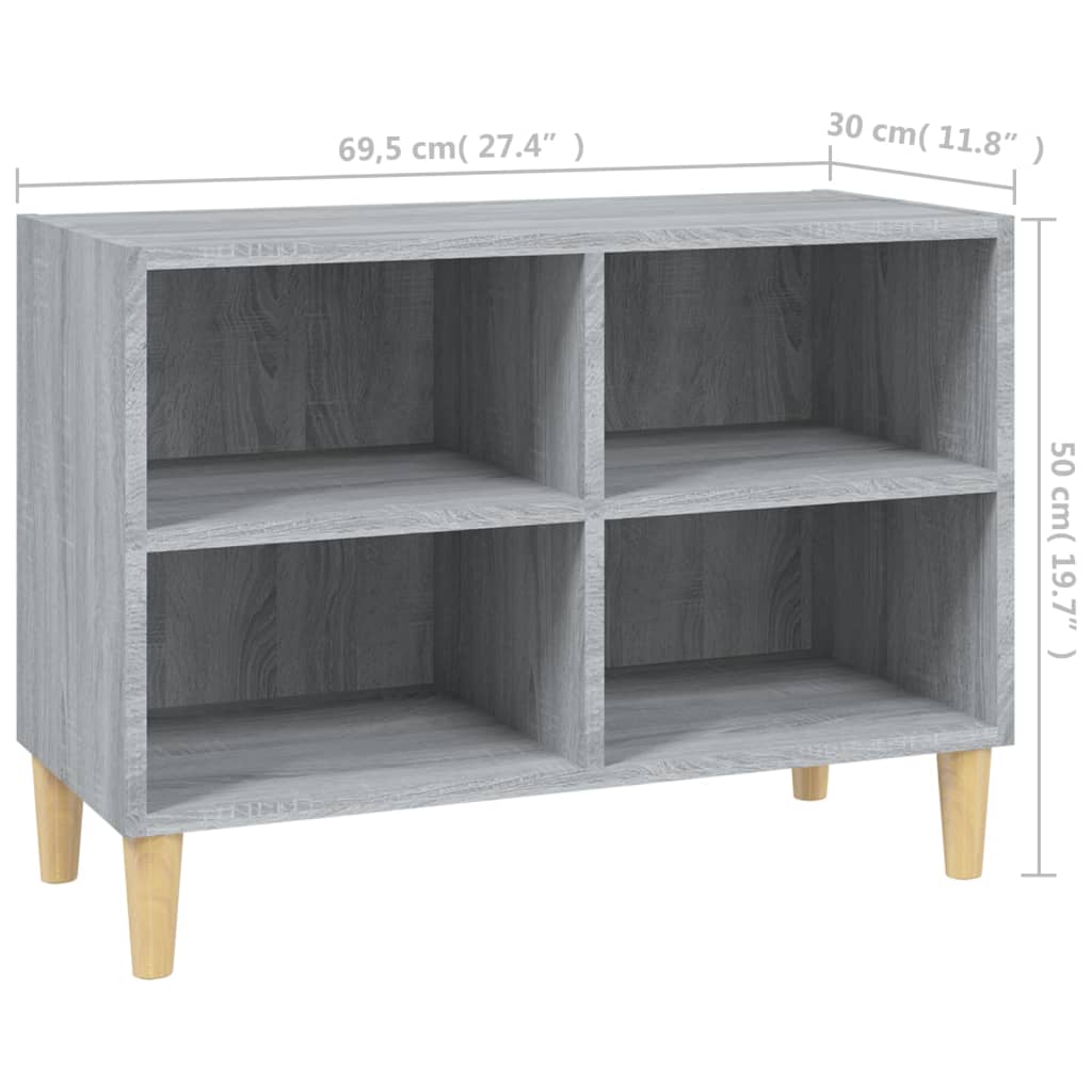 TV Cabinet with Solid Wood Legs Grey Sonoma 69,5x30x50 cm