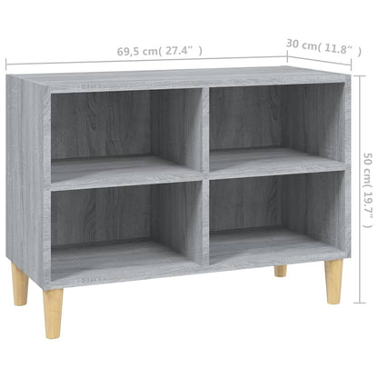 TV Cabinet with Solid Wood Legs Grey Sonoma 69,5x30x50 cm