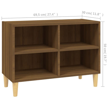TV Cabinet with Solid Wood Legs Brown Oak 69,5x30x50 cm