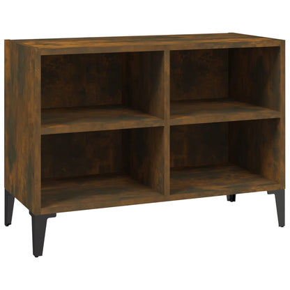 TV Cabinet with Metal Legs Smoked Oak 69.5x30x50 cm