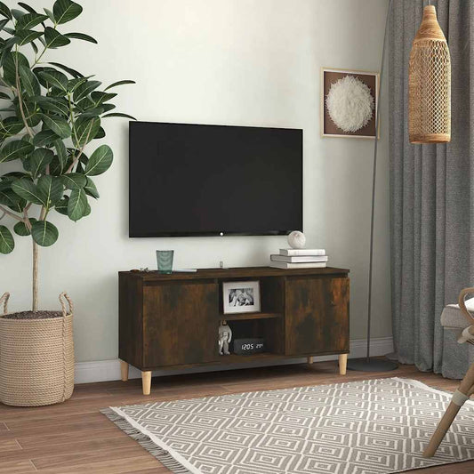 TV Cabinet | Smoked Oak | Engineered Wood, Solid Eucalyptus Wood | Medium