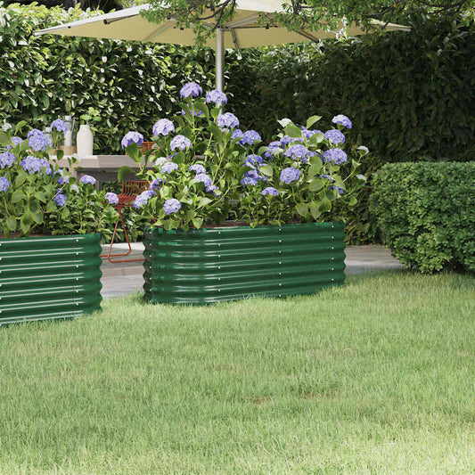 Garden Raised Bed Galvanised Steel 114x40x36 cm Green