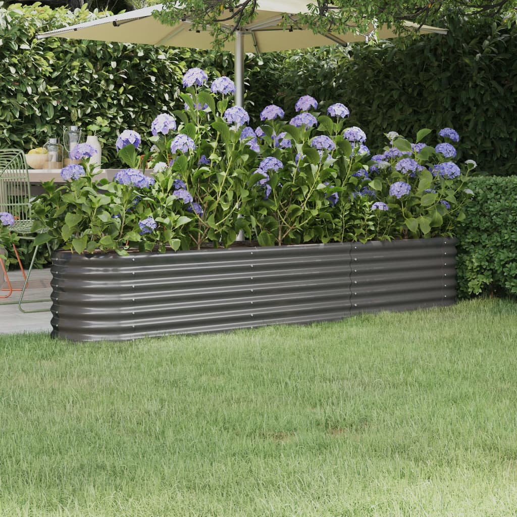 Patio Raised Bed Galvanized Steel 88.2"x15.7"x14.2" Gray