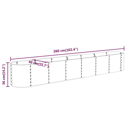 Garden Raised Bed Galvanised Steel 260x40x36 cm Silver