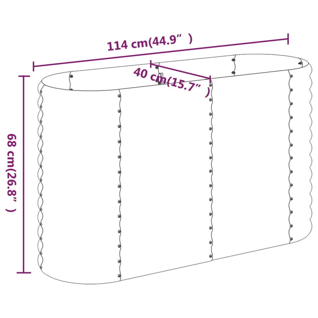 Garden Raised Bed Galvanised Steel 114x40x68 cm Brown