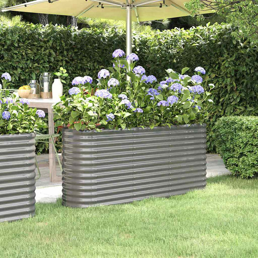 Garden Raised Bed | Grey | Powder-coated steel | Large |  Durable
