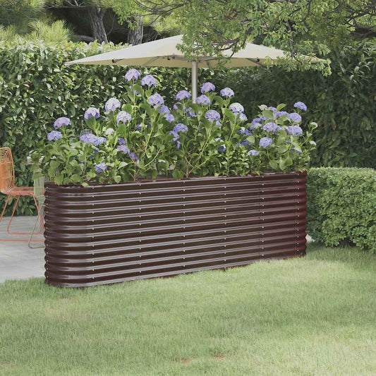 Garden Raised Bed Galvanised Steel 224x40x68 cm Brown