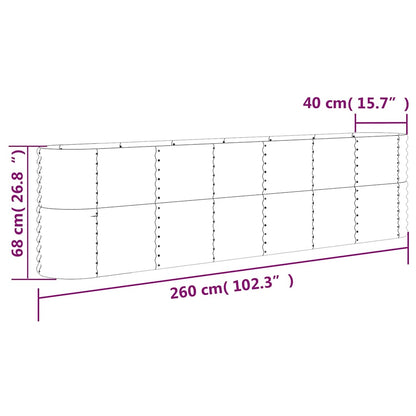 Patio Raised Bed Galvanized Steel 260x40 x 26.8 " Brown