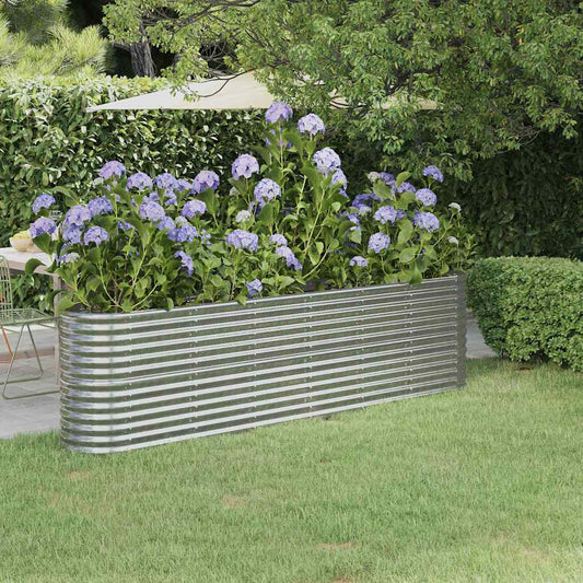 Garden Raised Bed Galvanised Steel 260x40x68 cm Silver