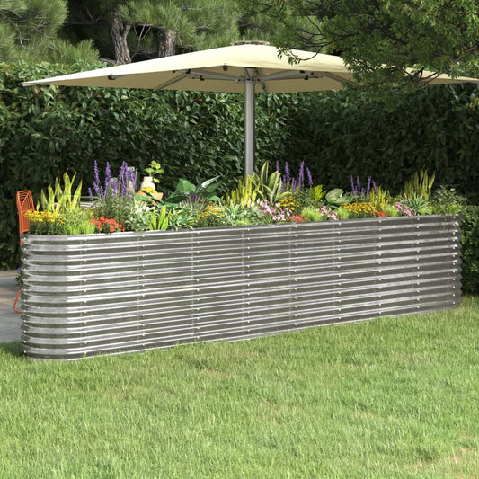 Garden Raised Bed Galvanised Steel 332x40x68 cm Silver