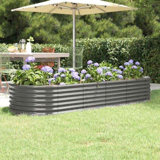 Garden Raised Bed Galvanised Steel 224x80x36 cm Grey