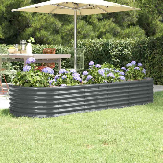 Garden Raised Bed Galvanised Steel 224x80x36 cm Anthracite