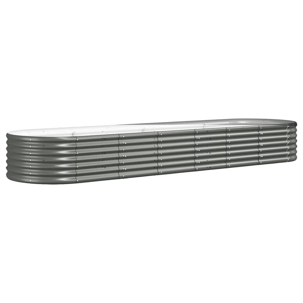 Garden Raised Bed Galvanized Steel 116.5"x31.5"x14.2" Gray