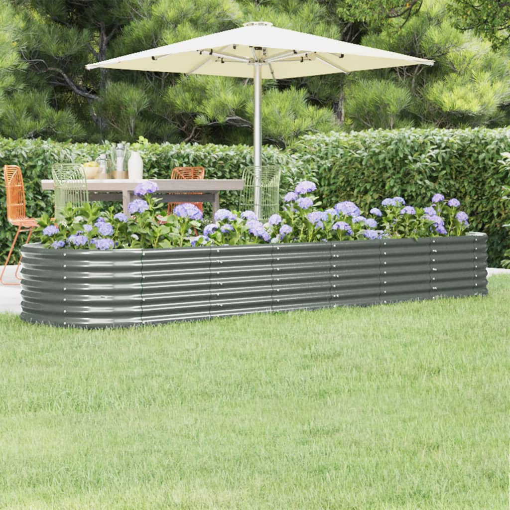 Garden Raised Bed Galvanized Steel 116.5"x31.5"x14.2" Gray